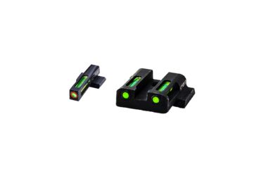 Image of USED HiViz Litewave H3 Tritium/Litepipe Sight Set, S&amp;W Shield 9mm, S&amp;W .40, S&amp;W .45, Black, Green Litepipes w/ Orange Front Ring, MPSN521, EDEMO2, Condition Fair, Other