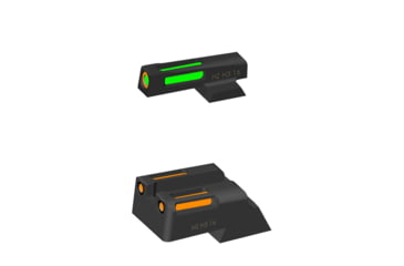 Image of HiViz Staccato Handguns LiteWave H3 Tritium/LitePipe Day/Night Sight, Green/Orange Litepipes with Orange Front Ring, STIN621