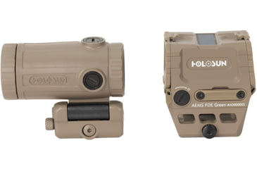 Image of Holosun OPMOD AEMS Red Dot &amp; HM3XT Magnifier Combo, Green MRS, Flat Dark Earth, AEMS 221311&amp;HM3XT-FDE