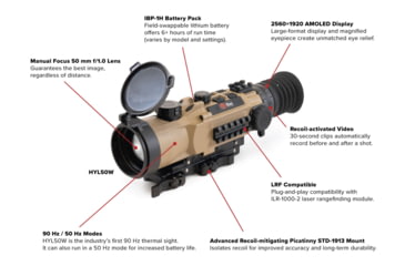 Image of InfiRay Outdoor HYBRID 384 3X 50mm Multi-function Thermal Sight, Tan, 2.99x3.03x11.02, IRAY-HYL50W
