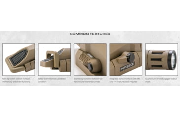 Image of INFORCE WMLX Multifunction LED Weapon Mounted Light, 123A Lithium, White, 800 Lumens, Flat Dark Earth, WX-06-1