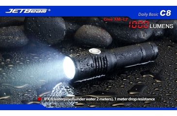 Image of Jetbeam C8 Cree XM-L2 Waterproof LED Flashlight,Black,1000 Lumens JETBEAM-C8-XML2
