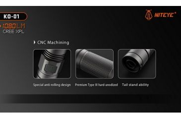 Image of JETBeam Niteye KO-01 Outdoor Rechargeable Flashlight,Gray,1080 Lumens NITEYE-KO-01