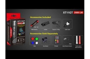 Image of Klarus XT11GT Rechargeable Tactical Flashlight - 2000 Lumens, Black, KLARUS-XT11GT