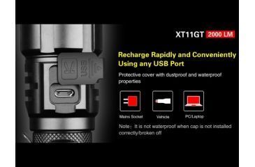 Image of Klarus XT11GT Rechargeable Tactical Flashlight - 2000 Lumens, Black, KLARUS-XT11GT
