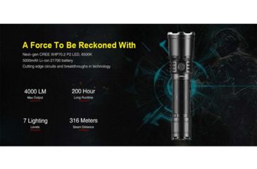 Image of Klarus XT21X 1 x 21700 CREE XHP70.2 P2 LED Tactical Flashlight, 4000 Lumens, Black, XT21X