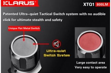 Image of Klarus XTQ1 LED Flashlight Ultra-Quiet Tac. w/CREE LED, 800 Lumens, w/ 2xCR123A or 1x18650, XTQ1, Black KLARUS-XTQ1-XML2-U2