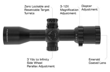 Image of Leapers UTG BugBuster Rifle Scope, 3-12x32mm, 1 inch Tube, Side AO, Mil-dot Reticle, Dovetail Rings, Black SCP-M312AOD