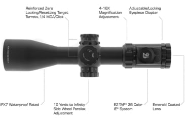 Image of Leapers UTG OP3 Compact Scope, 4-16X44mm, 30mm Tube, AO, IE, Glass UMOA Reticle, Black, OP3-GM4164UMOA