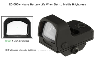 Image of Leapers UTG OP3 Micro Red Dot Sights - Reflex, 4 MOA Single Dot, Green, Adaptive Base, Black, OP-RDM20G