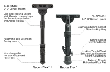 Image of Leapers UTG Recon Flex II Bipod, 7in-9in Center Height, M-LOK, Black, TL-BPDM03
