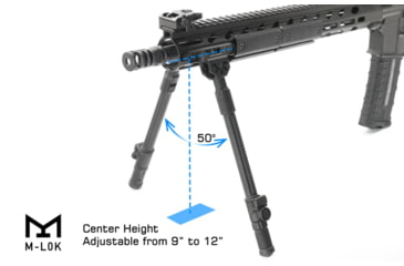 Image of Leapers UTG Recon Flex II M-LOK Bipod, Center Height 9 in-12 in, Black, TL-BPDM04