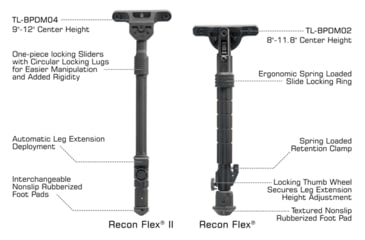 Image of Leapers UTG Recon Flex II M-LOK Bipod, Center Height 9 in-12 in, Black, TL-BPDM04