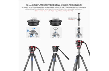 Image of Leofoto LM-364C X Version Tripod w/ 75mm Bowl/Platform w/ LH Ballhead Set, Black, LM-364CX+LH-55LR