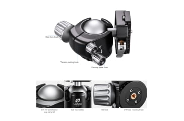 Image of Leofoto LM-364C X Version Tripod w/ 75mm Bowl/Platform w/ LH Ballhead Set, Black, LM-364CX+LH-55LR