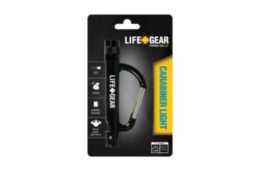 Image of Life Gear Anodized Aluminum Carabiner + Flashlight +Whistle, Black TG08-10132-MT3-Black