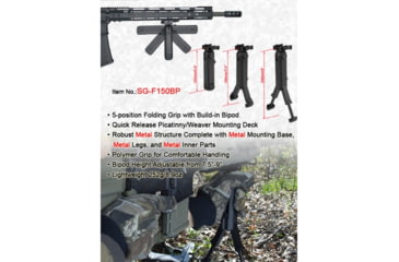 Image of Lion Gears Bipod QR 5-position Folding Grip Bipod, Black, LG-SG-F150BP