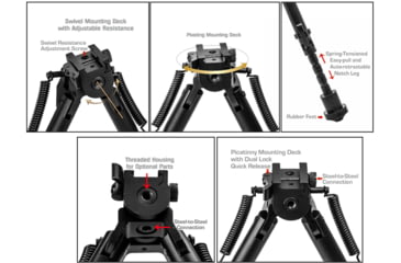 Image of Lion Gears Scout-Pod Tactical Spring-Lock Folding Bi-pods with Integrated Picatinny/Weaver Mounting Deck, 8.5in - 10.6in, LG-SP-SL09