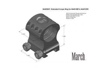 Image of March Scopes Long Scope Ring 30mm x 1.4in, Black MAR2037