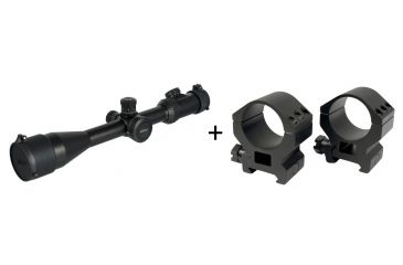 Image of Millett 4-16x50 Tactical Rifle Scope, Matte Black w/ Illuminated Mil-Dot Bar Reticle BK81001 w/ Millett 30mm Tactical Detachable Ring, Medium, Matte Black DT00715