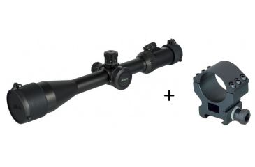 Image of Millett 4-16x50 Tactical Rifle Scope, Matte Black w/ Illuminated Mil-Dot Bar Reticle BK81001 w/ Millett 30mm Tactical Detachable Ring, Low, Matte Black DT00713