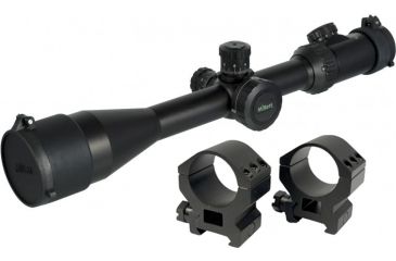 Image of Millett 4-16x50 Tactical Rifle Scope, Matte Black w/ Illuminated Mil-Dot Bar Reticle, .1 Mil Click Value BK81008 w/ Millett 30mm Tactical Detachable Ring, Low, Matte Black DT00713