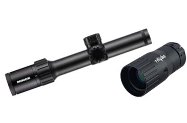 Image of Minox ZX5 1X5 X 24mm Rifle Scope PLEX ABSEHEN, Black 66605 with Trybe Optics Enhancer