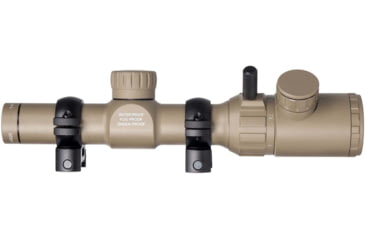 Image of Monstrum 1-4x20 Rifle Scope with Rangefinder Reticle and Medium Profile Scope Rings, Flat Dark Earth, TS1420-R-RG