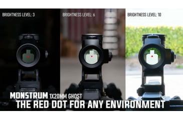Image of Monstrum Ghost 1x20mm Red Dot Sight, 2 MOA Dot Reticle, Type III Hardcoat Anodized, Black, RDT20B