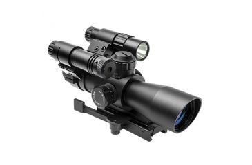 Image of NcSTAR Mark III Tactical Rangefinder Rifle Scope 4X32/Flashlight &amp; Green Laser Combo Package KSTR432G/FLG-A