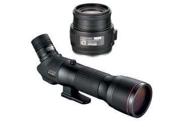 Image of Nikon 85mm EDG Fieldscope Spotting Scope w/20-60x Zoom Eyepiece, Angled 8293 w/20x Wide EDG Fieldscope Eyepiece, 8295