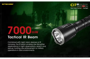 Image of Nitecore CI7 2500 Lumen White and Infrared IR LED Flashlight, Black, 6952506405237