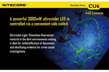 Image of Nitecore CU6 UV and White Dual LED Flashlight, Black, 6952506401239