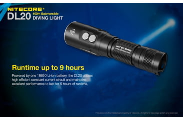Image of Nitecore DL20 100m Underwater Submersible 1000 Lumen Dive Light with Red Light, Black, 6952506405275