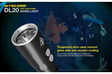 Image of Nitecore DL20 100m Underwater Submersible 1000 Lumen Dive Light with Red Light, Black, 6952506405275