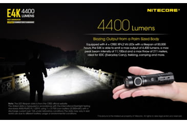 Image of Nitecore E4K EDC Flashlight with USB-C Rechargeable Battery, Black, 6952506405657