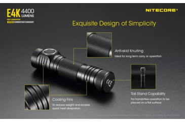 Image of Nitecore E4K EDC Flashlight with USB-C Rechargeable Battery, Black, 6952506405657