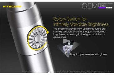 Image of Nitecore GEM10 1 x 18650/ 2 x CR123A/ RCR123A CREE XP-L HI V3 LED Jeweler Flashlight, 800 Lumens, Silver, GEM-10