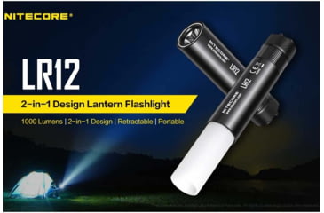 Image of Nitecore LR12 1 x 18650/ 2 x CR123A/ RCR123A CREE XP-L HD V6 LED Lantern Flashlight, 1000 Lumens, Black, LR12