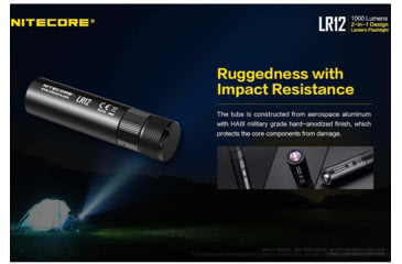 Image of Nitecore LR12 1 x 18650/ 2 x CR123A/ RCR123A CREE XP-L HD V6 LED Lantern Flashlight, 1000 Lumens, Black, LR12