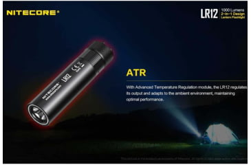 Image of Nitecore LR12 1 x 18650/ 2 x CR123A/ RCR123A CREE XP-L HD V6 LED Lantern Flashlight, 1000 Lumens, Black, LR12