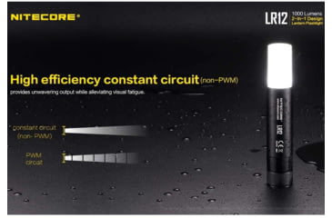 Image of Nitecore LR12 1 x 18650/ 2 x CR123A/ RCR123A CREE XP-L HD V6 LED Lantern Flashlight, 1000 Lumens, Black, LR12