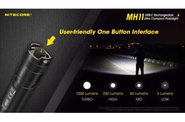 Image of Nitecore MH11 1000 Lumen USB-C Rechargeable Flashlight, Black, 6952506406630