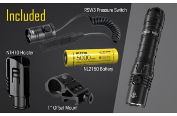 Image of Nitecore MH12S 1800 Lumen USB-C Rechargeable Flashlight Mounting Kit, Black, 6952506466610