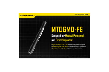 Image of Nitecore MT06MD 180 Lumen Nichia 219B 2xAAA LED Penlight, Pupil Gauge, Black, 6952506404582