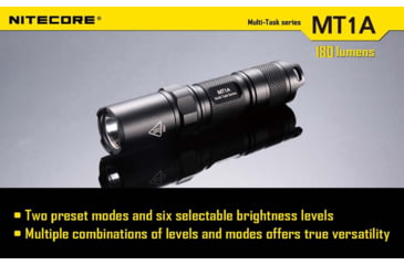 Image of Nitecore MT1A Multi-task 180 Lumen EDC LED Compact Flashlight, Use 1xAA Battery, Black, 6952506400720