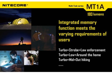 Image of Nitecore MT1A Multi-task 180 Lumen EDC LED Compact Flashlight, Use 1xAA Battery, Black, 6952506400720