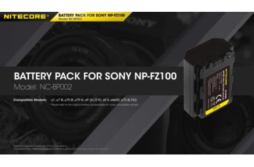 Image of Nitecore NC-BP002 Camera Battery Compatible with Sony NP-FZ100, Black, 6952506494590