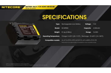 Image of Nitecore NC-BP002 Camera Battery, Sony NP-FZ100, Black, 6952506494590