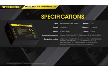 Image of Nitecore NC-BP004 Camera Battery, Fujifilm NP-W126S, Black, 6952506494552